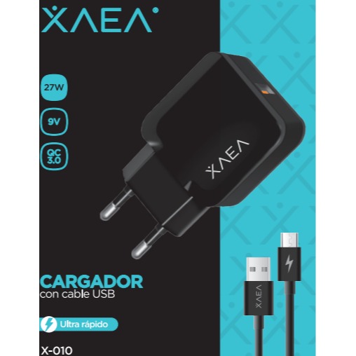 XAEA CARGADOR USB-MICRO X-010 NEGRO