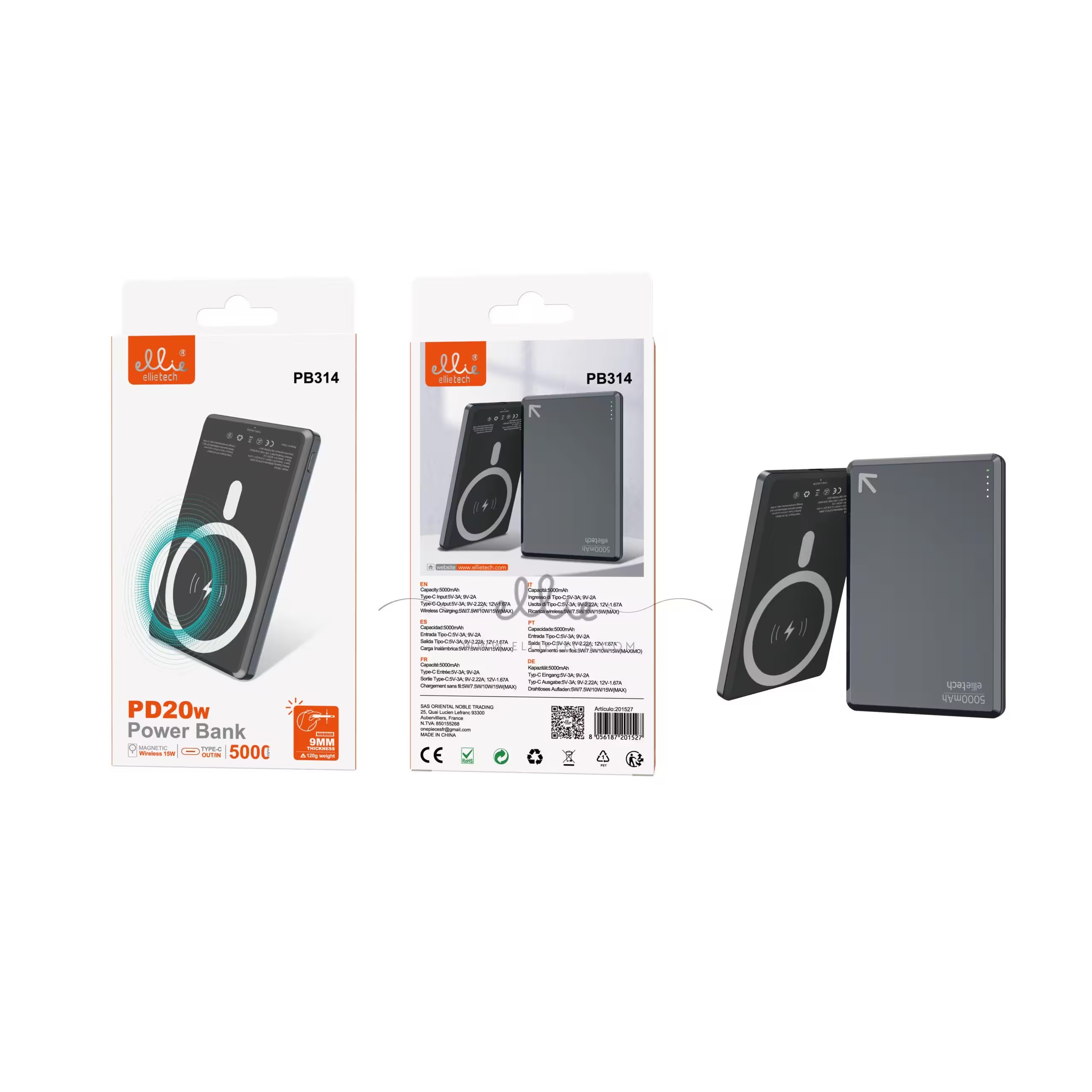 ELLIETECH PB314 POWERBANK MAGNETICO 15W CARGA 5000MAH