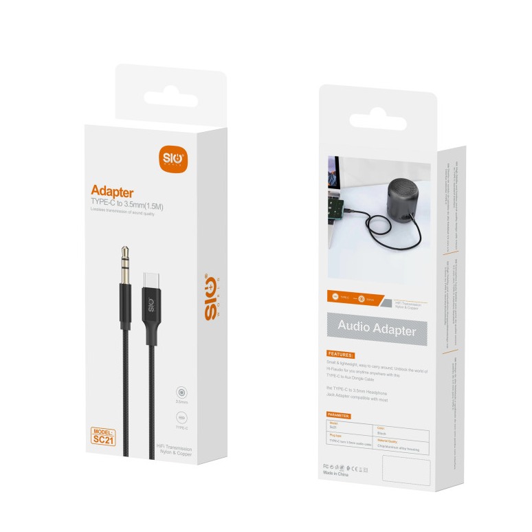 SIO SC21 ADAPTADOR TIPO C- JACK 3.5MM NEGRO