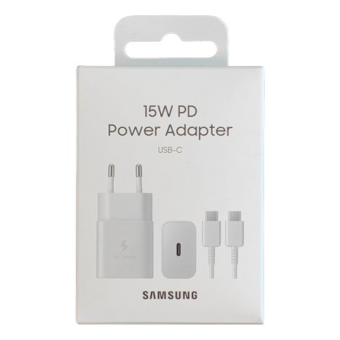 SAMSUNG CARGADOR Y CABLE 15W TIPO C - C BLANCO