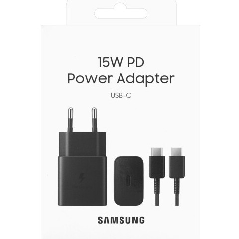 SAMSUNG CARGADOR Y CABLE 15W TIPO C-C NEGRO