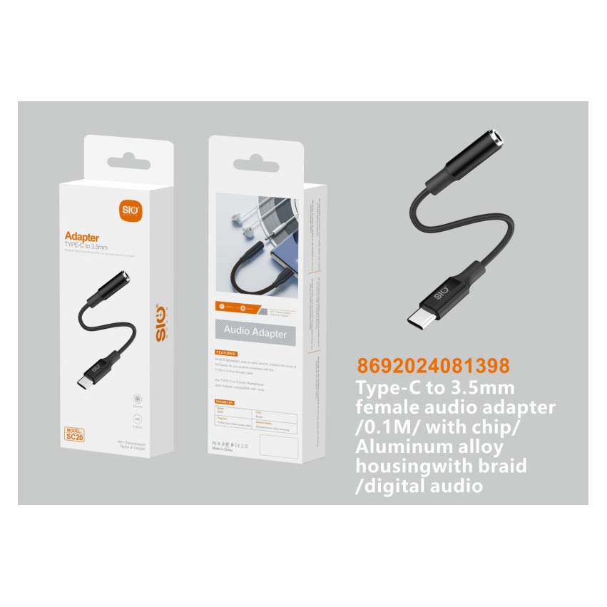 SIO SC20 ADAPTADOR TIPO C-JACK 3.5MM/0.1M