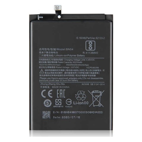 BATERIA XIAOMI REDMI NOTE 9T/REDMI NOTE 9 5G (BM54)
