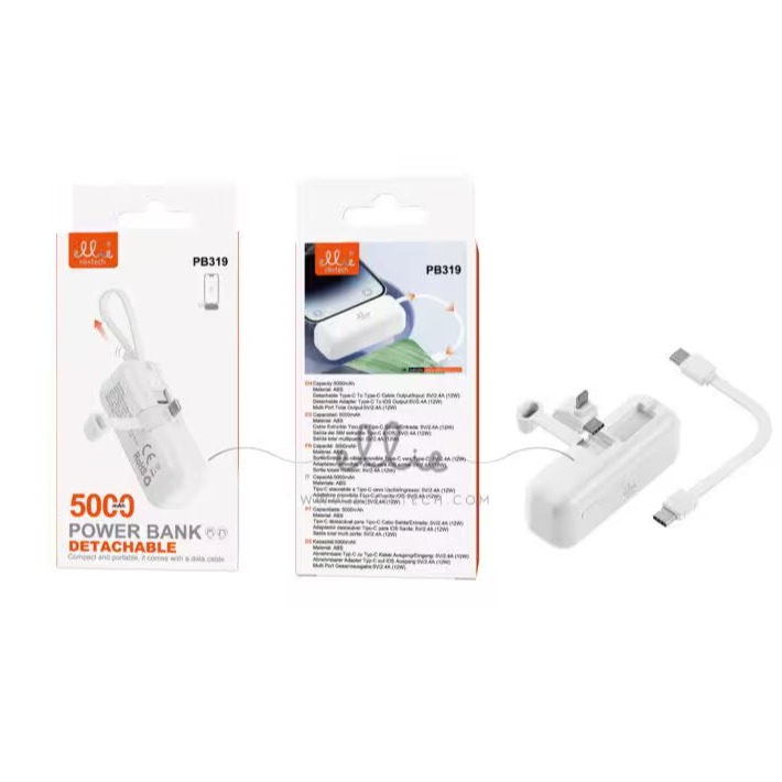 ELLIETECH PB319 POWERBANK LIGHTNING 5000 DESMONTABLE