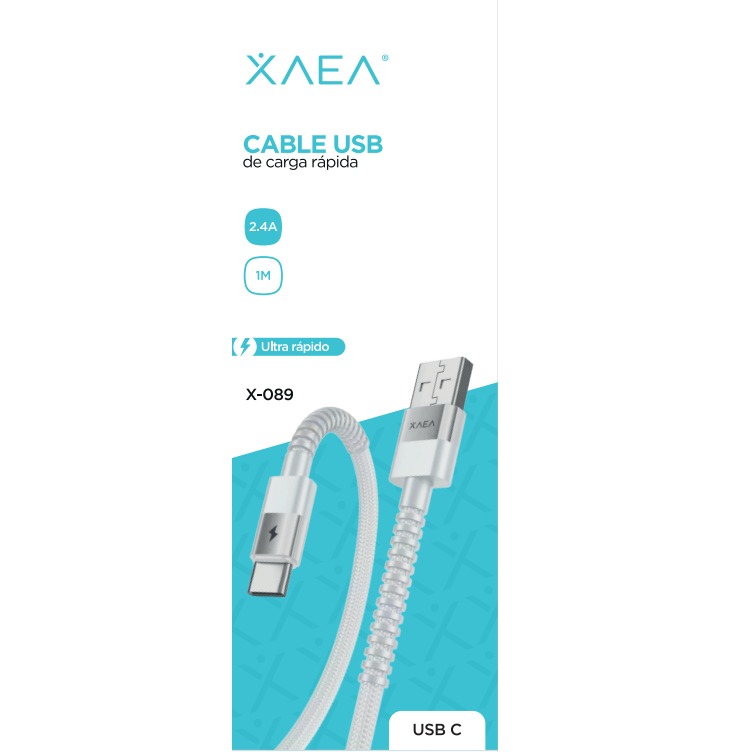 XAEA CABLE USB X-089 TIPO-C 2,4A BLANCO 1M