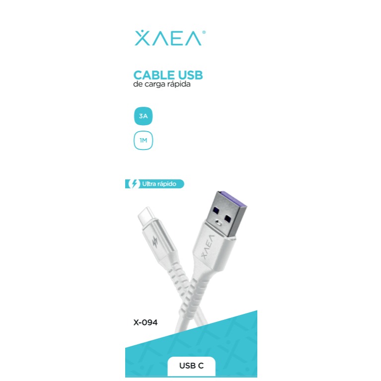 XAEA CABLE USB X-094 TIPO-C 3A 2.4  BLANCO 1M
