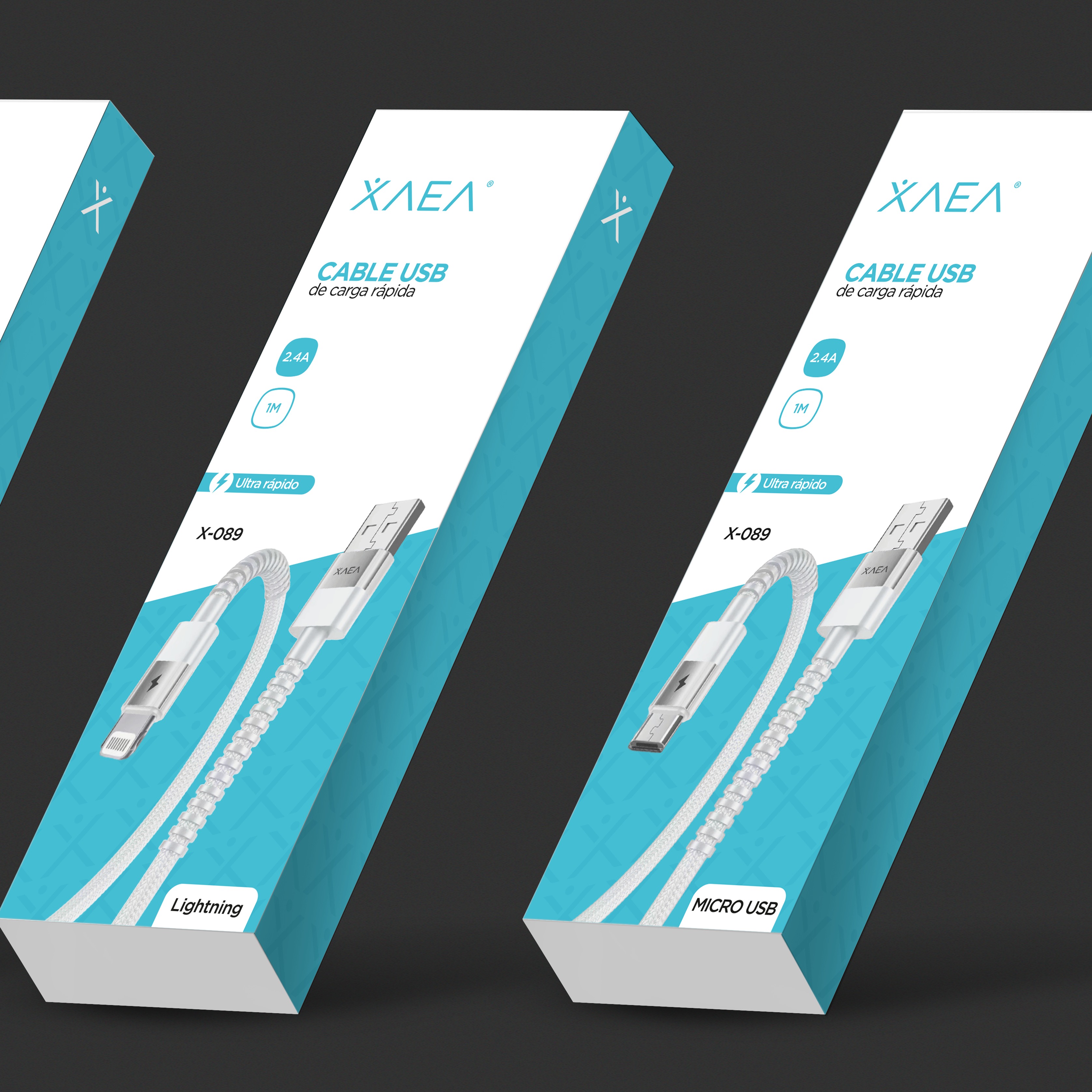 XAEA CABLE USB X-089 LIGHTNING 2,4A BLANCO 1M