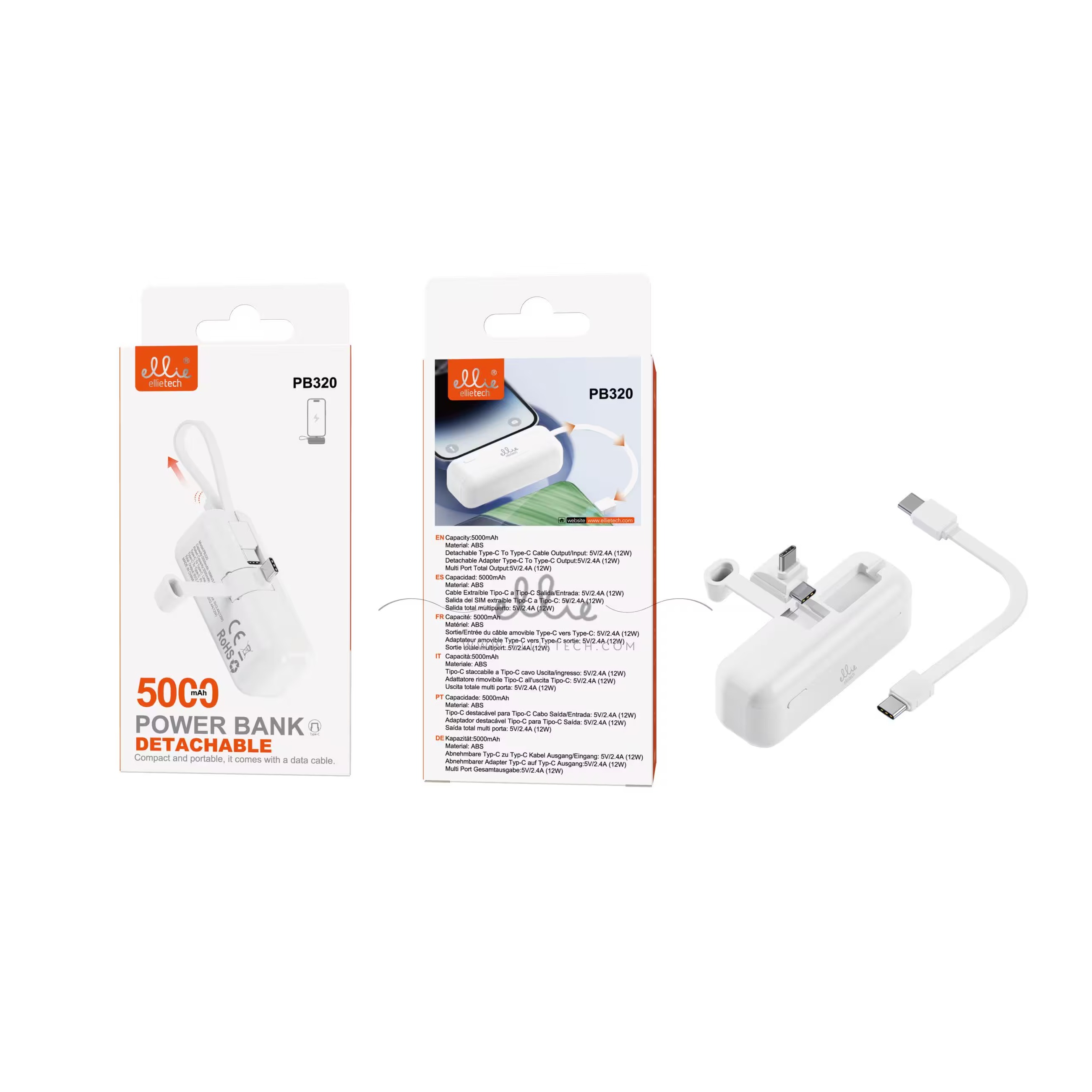 ELLITECH PB320 POWERBANK TYPE C 5000MAH DESMONTABLE