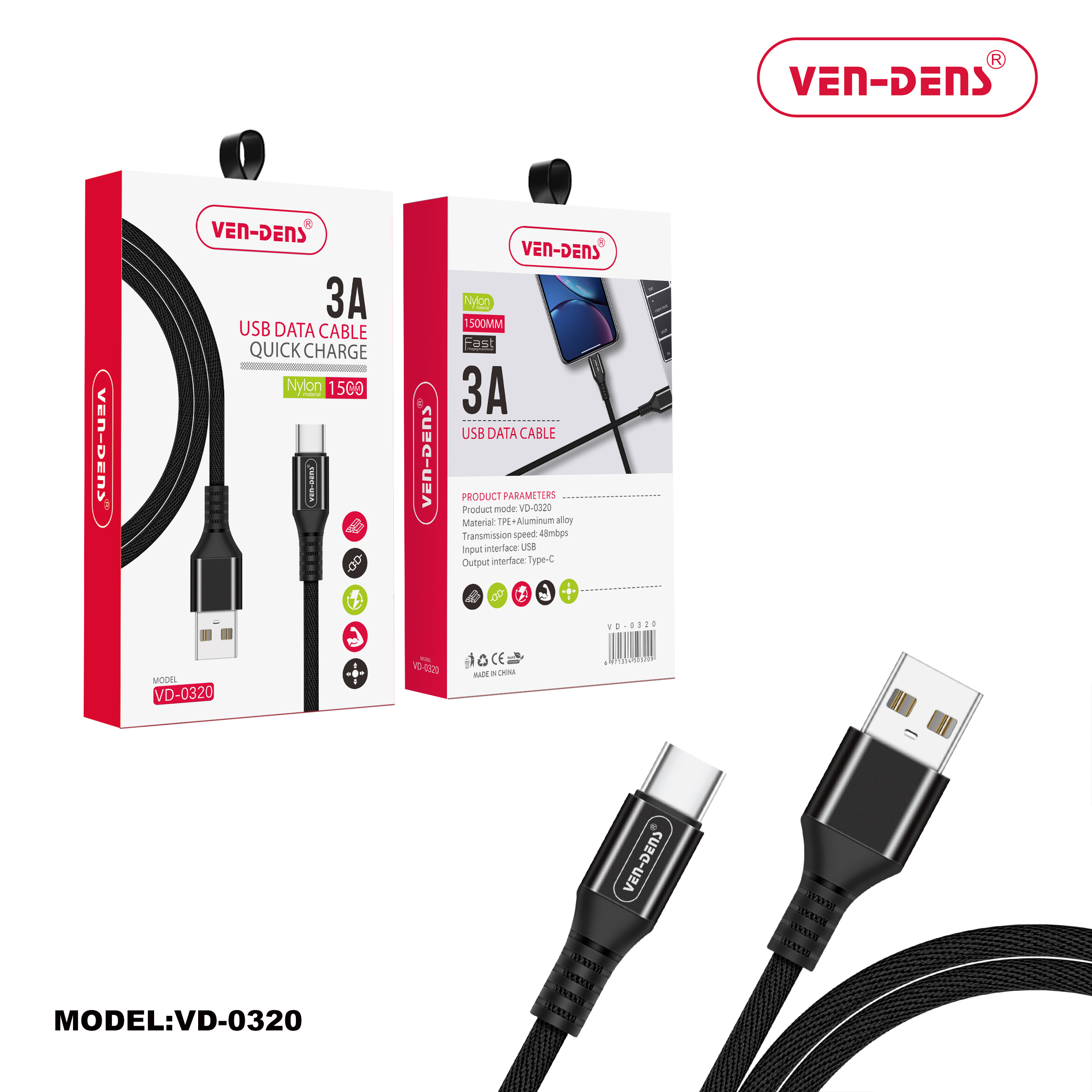 VEN-DENS CABLE DC20C 3A USB-C