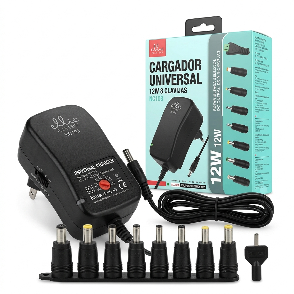 ELLIETECH NC103 CARGADOR UNIVERSAL 12W 8 CLAVIJAS
