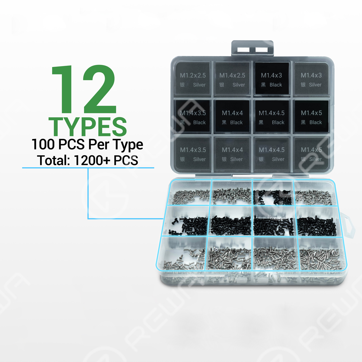 2UUL 1200 UNIDS SC12 12 TIPOS ANDROID JUEGO DE TORNILLOS
